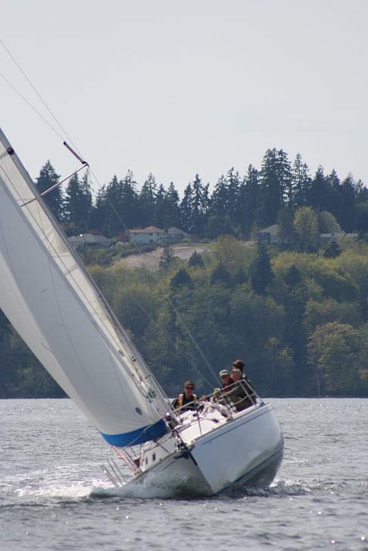 Tilted Boat. Seattle Sailing Club Boat Fleet. 