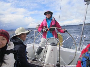 Sailing holding the wheel
