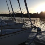 Sailboats on the water during sunset