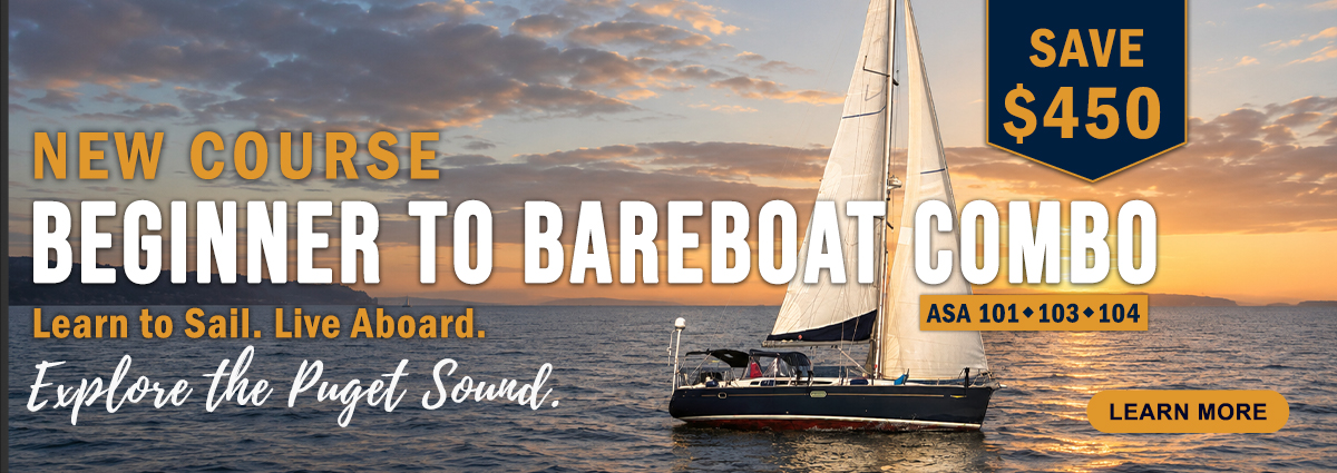 Text: New Course offering: Beginner to Bareboat with an introductory rate of $450 off.